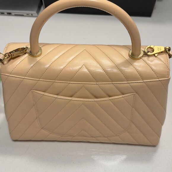 Channel Caviar Quilted Small Coco Handle Flap Beige - Picture 6 of 6